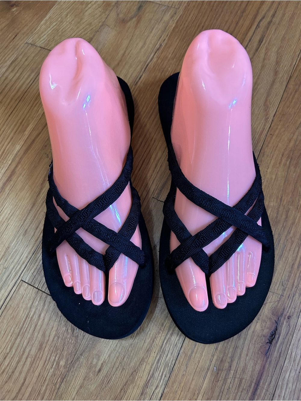 Teva Olowahu Strappy Flip Flop Sandals Womens Size 10 Black Webbing 6840 Mush